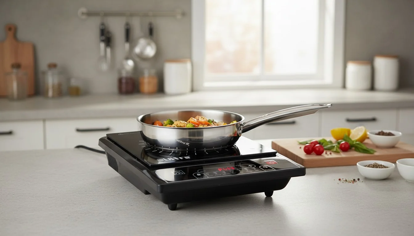 ULTRA induction cooktop cooking a fresh meal